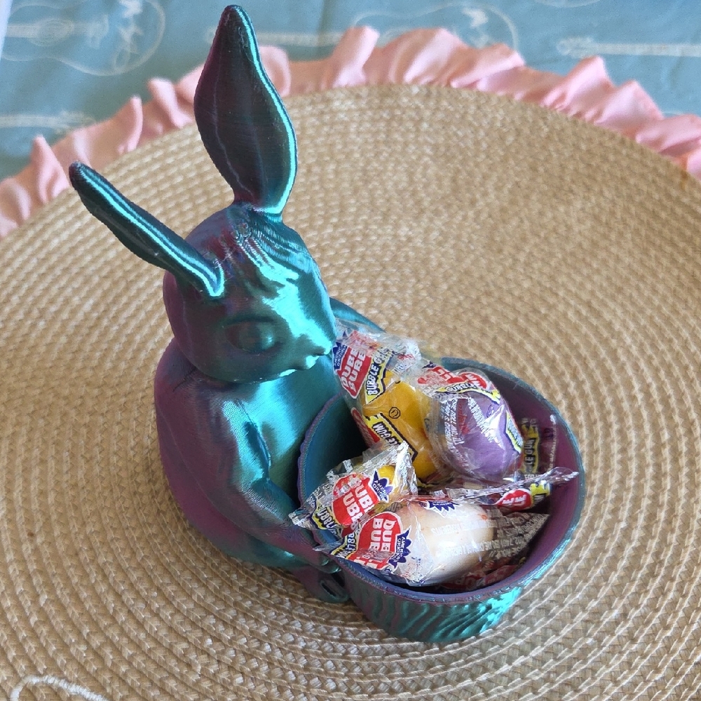 Hand Crafted 3-D Rabbit Candy Holder Or Planter - Picture 2 of 7